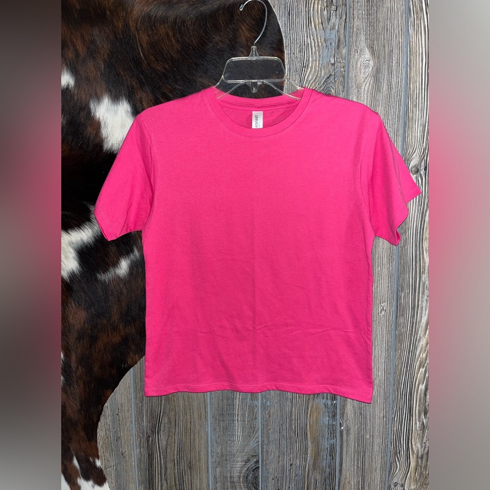 Threadfast size small fuchsia pink short sleeve long crop tee